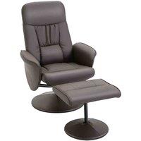 HOMCOM PU Leather 2pc Reclining Armchair w/ Ottoman - Brown, Brown
