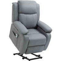 HOMCOM Riser and Recliner Chair Power Lift Reclining Chair With Remote, Grey, Grey