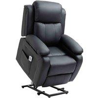 HOMCOM Riser and Recliner Chair Power Lift Reclining Chair With Remote - Black, Black