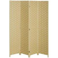 HOMCOM 4 Panel Folding Room Dividers For Wall, Privacy Screen Panels, Brown