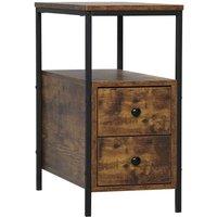 HOMCOM Narrow End Table, Sofa Side Table - Brown