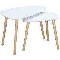 HOMCOM Side Table Set Of 2, Modern End Coffee Bedside Tables White Natural, White