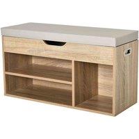 HOMCOM Sit-on Shoe Storage Unit With Hidden Compartment Handles Sponge Top Grey