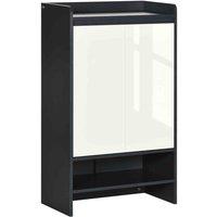 HOMCOM Modern Storage Cabinet With High Gloss White Doors For 15 Pairs Of Shoes, Grey