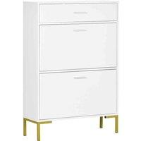 HOMCOM Modern Storage Cabinet With Flip Doors and Drawer For 12 Pairs Of Shoes, White