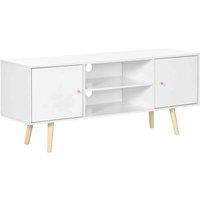 HOMCOM TV Unit Cabinet (TV Up To 55'') w/ Shelves - White, White