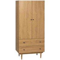HOMCOM 2 Door Wardrobe With 2 Drawers Hanging Rail Clothes Storage Organiser, Brown