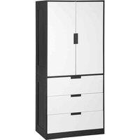 HOMCOM 2 Door Wardrobe White Wardrobe With 3 Drawer and Hanging Rod For Bedroom, White