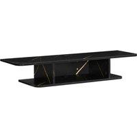 HOMCOM Wall Mounted Tv Stand Entertainment Unit With Storage Shelf, Black, Black
