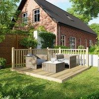10X10 Power Timber Decking Kit - Handrails On Two Sides 3M X 3M , Brown