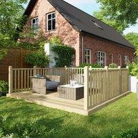 12X12 Power Timber Decking Kit - Handrails On Three Sides 3.6M X 3.6M , Brown