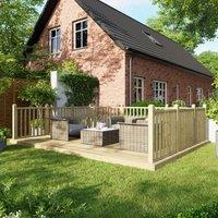 12X16 Power Timber Decking Kit - Handrails On Three Sides 3.6M X 4.8M , Brown
