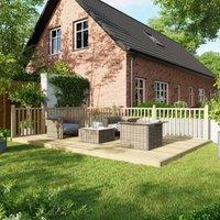 12X18 Power Timber Decking Kit - Handrails On Two Sides 3.6M X 5.4M , Brown