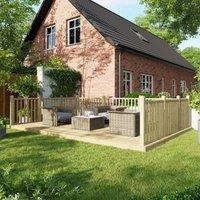 12X18 Power Timber Decking Kit - Handrails On Three Sides 3.6M X 5.4M , Brown