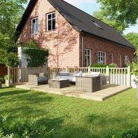 12X20 Power Timber Decking Kit - Handrails On Two Sides 3.6M X 6M , Brown