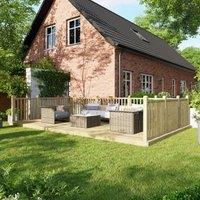 12X20 Power Timber Decking Kit - Handrails On Three Sides 3.6M X 6M , Brown