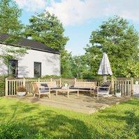 16X20 Power Timber Decking Kit - Handrails On Two Sides 4.8M X 6M , Brown