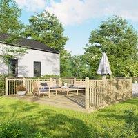16X20 Power Timber Decking Kit - Handrails On Three Sides 4.8M X 6M , Brown