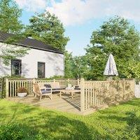 18X18 Power Timber Decking Kit - Handrails On Three Sides 5.4M X 5.4M , Brown