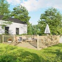 18X20 Power Timber Decking Kit - Handrails On Three Sides 5.4M X 6M , Brown