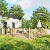 20X20 Power Timber Decking Kit - Handrails On Three Sides 6M X 6M , Brown