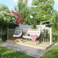 4X12 Power Timber Decking Kit - Handrails On Two Sides 1.2M X 3.6M , Brown