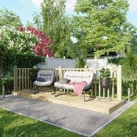 4X14 Power Timber Decking Kit - Handrails On Two Sides 1.2M X 4.2M , Brown