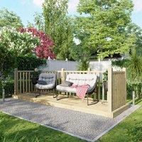 4X14 Power Timber Decking Kit - Handrails On Three Sides 1.2M X 4.2M , Brown