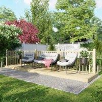4X18 Power Timber Decking Kit - Handrails On Two Sides 1.2M X 5.4M , Brown