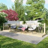4X20 Power Timber Decking Kit - Handrails On Two Sides 1.2M X 6M , Brown