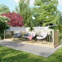 4X20 Power Timber Decking Kit - Handrails On Three Sides 1.2M X 6M , Brown