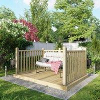 6X8 Power Timber Decking Kit - Handrails On Three Sides 1.8M X 2.4M , Brown