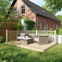 8X12 Power Timber Decking Kit - Handrails On Two Sides 2.4M X 3.6M , Brown