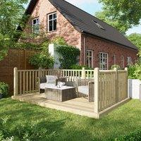 8X12 Power Timber Decking Kit - Handrails On Three Sides 2.4M X 3.6M , Brown