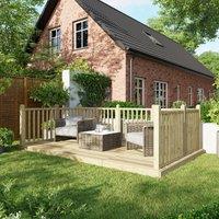 8X14 Power Timber Decking Kit - Handrails On Three Sides 2.4M X 4.2M , Brown