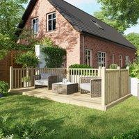 8X16 Power Timber Decking Kit - Handrails On Three Sides 2.4M X 4.8M , Brown
