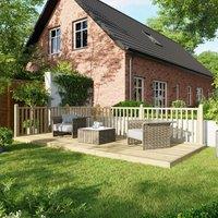 8X18 Power Timber Decking Kit - Handrails On Two Sides 2.4M X 5.4M , Brown