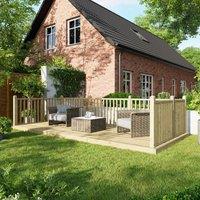 8X18 Power Timber Decking Kit - Handrails On Three Sides 2.4M X 5.4M , Brown