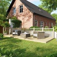 8X20 Power Timber Decking Kit - Handrails On Two Sides 2.4M X 6M , Brown