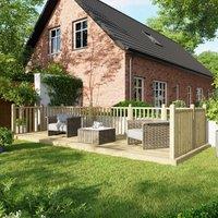 8X20 Power Timber Decking Kit - Handrails On Three Sides 2.4M X 6M , Brown