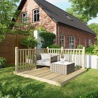 8X8 Power Timber Decking Kit - Handrails On Two Sides 2.4M X 2.4M , Brown