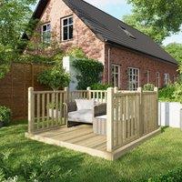 8X8 Power Timber Decking Kit - Handrails On Three Sides 2.4M X 2.4M , Brown