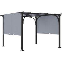 Outsunny Outdoor Retractable Pergola Garden Sun Shade Patio Canopy Shelter, Grey