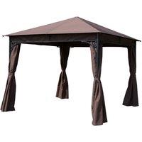 Outsunny 3x3m Garden Metal Gazebo, Brown