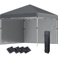 Outsunny 3X3m Pop Up Gazebo Party Tent w/ 2 Sidewalls Weight Bags Dark Grey, Grey