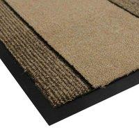 JVL 40x70cm Firth Tile Rubber Backed Doormat - Beige, Brown