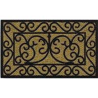 JVL 45x75cm Woven Coir Tuffscrape Doormat - Scroll, Brown