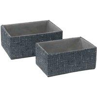 JVL Shadow Rectangular Fabric Storage Baskets Set Of 2, Grey