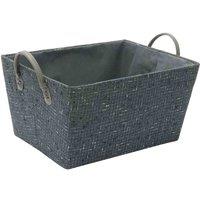 JVL Shadow Tapered Rectangular Fabric Storage Basket With Handles, Grey