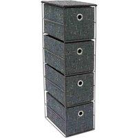 JVL Shadow 4 Drawer Narrow Fabric Storage Tower, Grey